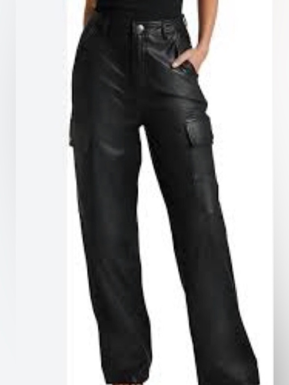 NWT 7 For All Mankind Faux Leather Cargo Pants NWT Black